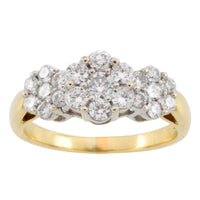 Diamond triple cluster ring in 18 carat gold-engagement rings-The Antique Ring Shop