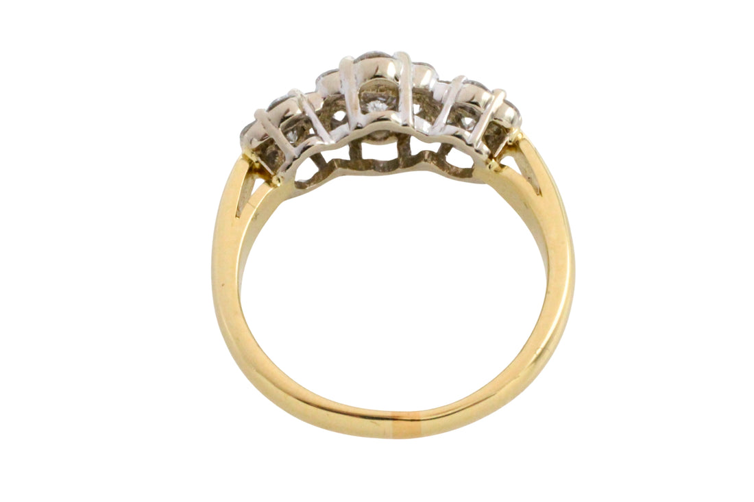 Diamond triple cluster ring in 18 carat gold-engagement rings-The Antique Ring Shop