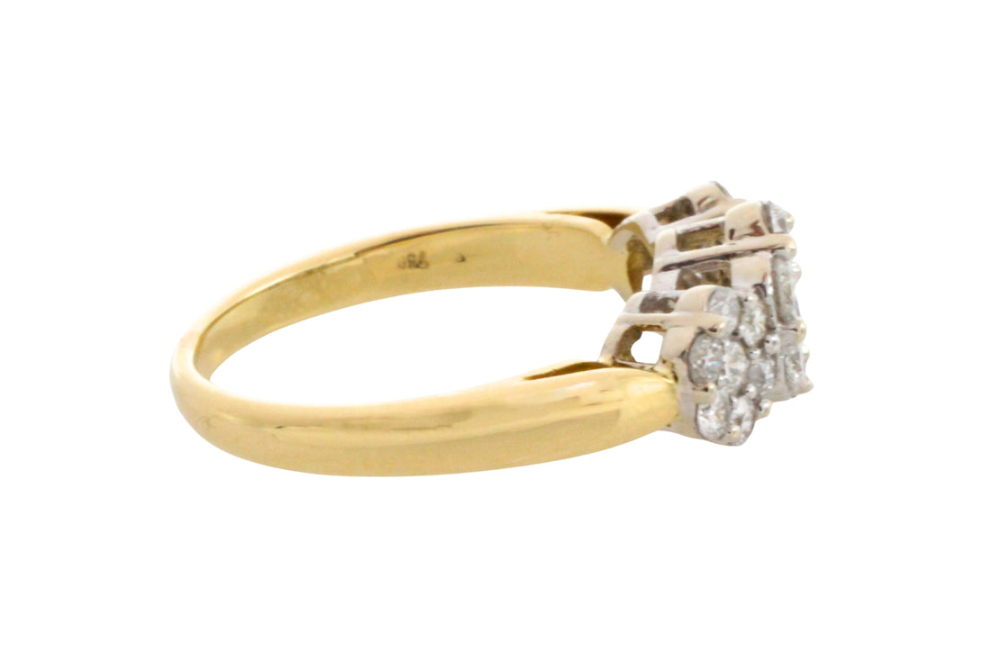 Diamond triple cluster ring in 18 carat gold-engagement rings-The Antique Ring Shop