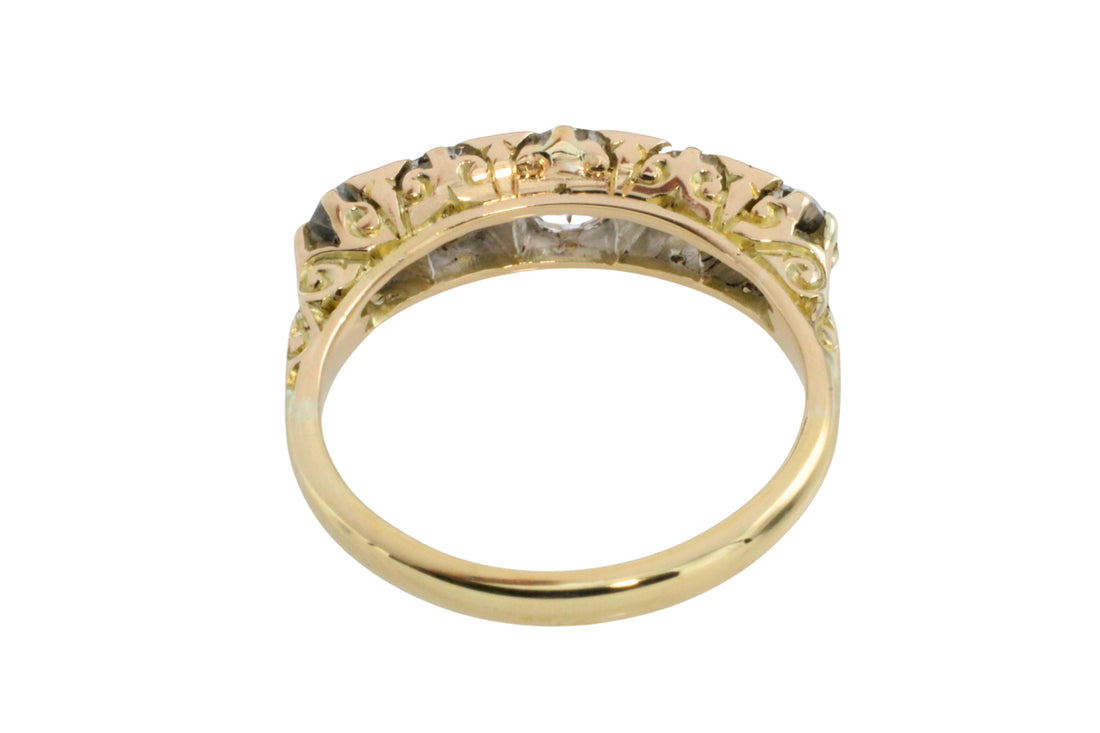 Victorian five stone old European cut diamond ring-Antique rings-The Antique Ring Shop
