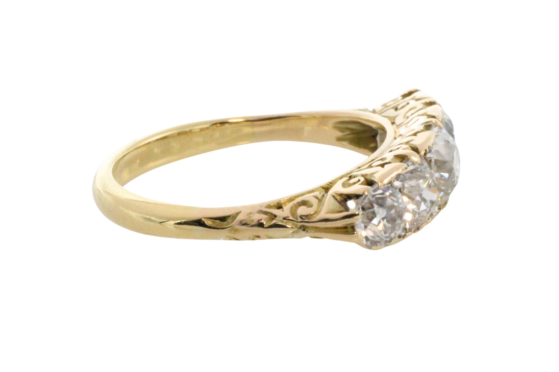 Victorian five stone old European cut diamond ring-Antique rings-The Antique Ring Shop