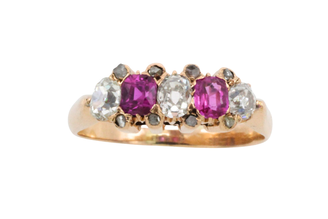 Antique ruby and old cut diamond ring-Antique rings-The Antique Ring Shop