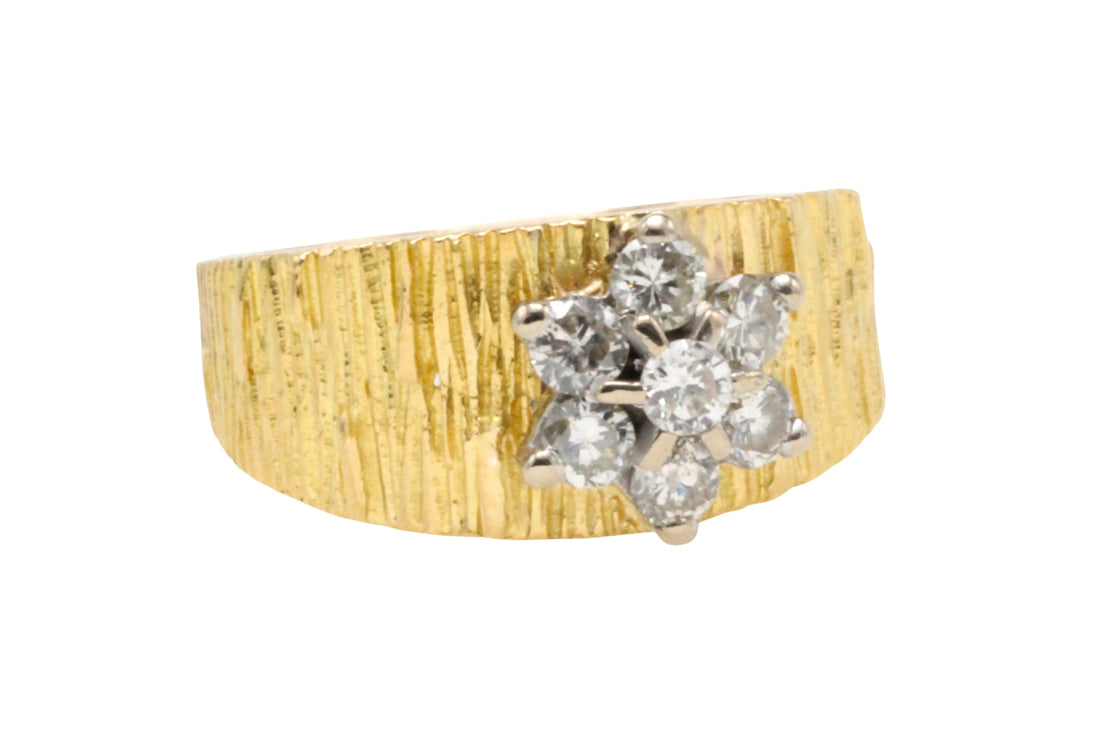 Vintage bark testured diamond ring-Vintage Rings-The Antique Ring Shop