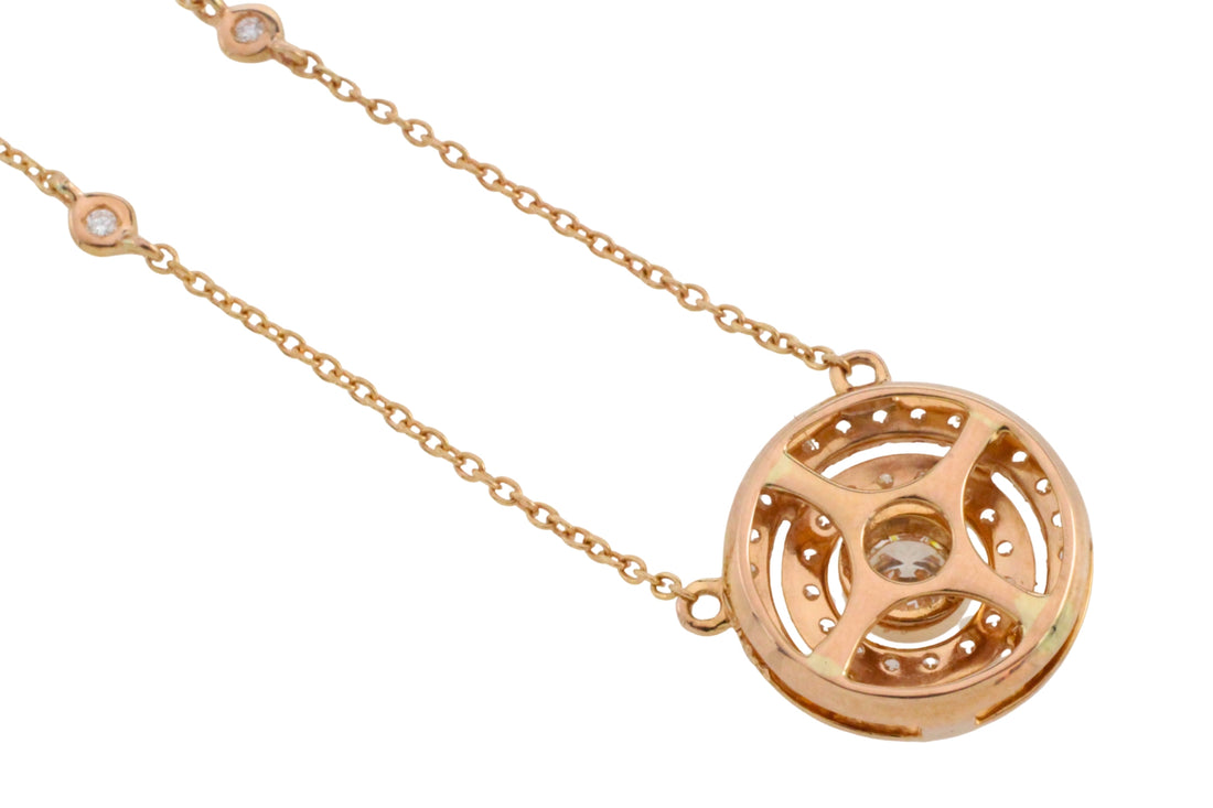 Diamond pendant and chain in 18 carat gold-Pendants-The Antique Ring Shop