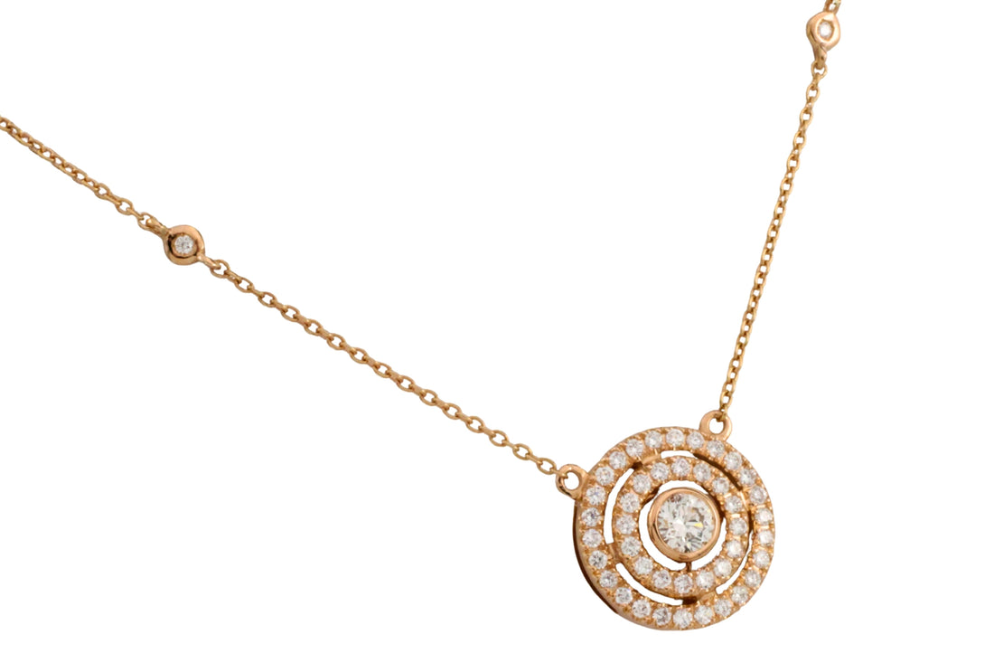 Diamond pendant and chain in 18 carat gold-Pendants-The Antique Ring Shop