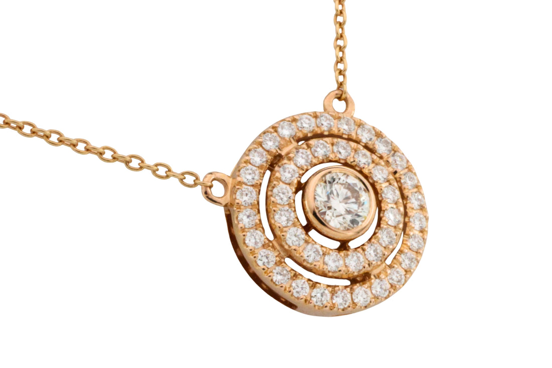 Diamond pendant and chain in 18 carat gold-Pendants-The Antique Ring Shop