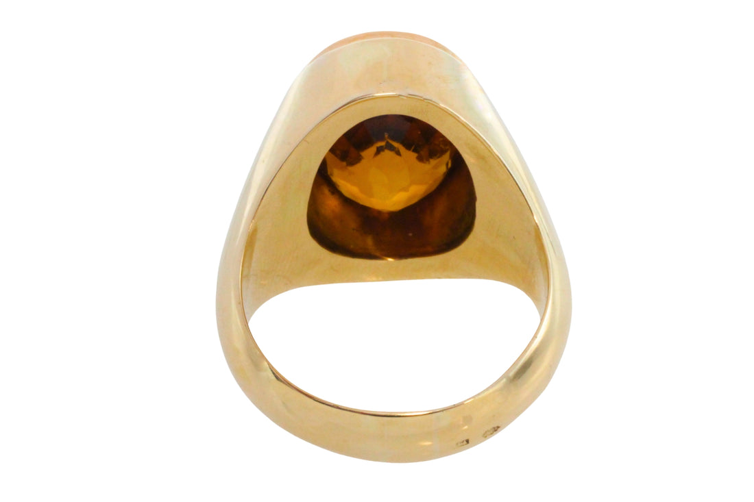 Oval Citrine ring in 14 carat gold-gents rings-The Antique Ring Shop