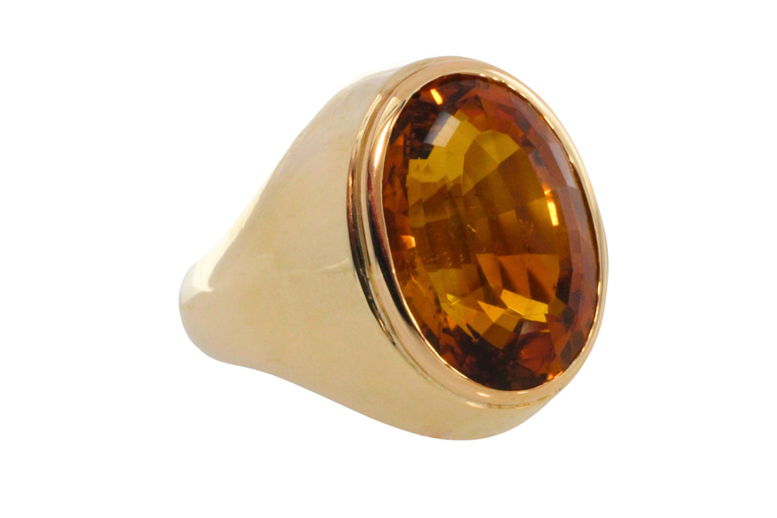 Oval Citrine ring in 14 carat gold-gents rings-The Antique Ring Shop