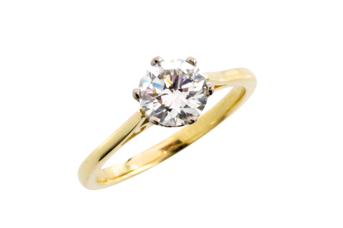 One carat diamond solitaire ring in 18 carat gold-engagement rings-The Antique Ring Shop