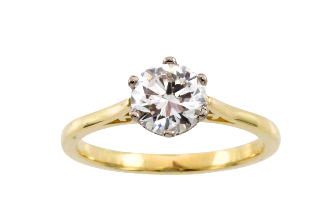 One carat diamond solitaire ring in 18 carat gold-engagement rings-The Antique Ring Shop