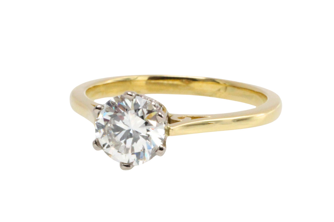 One carat diamond solitaire ring in 18 carat gold-engagement rings-The Antique Ring Shop