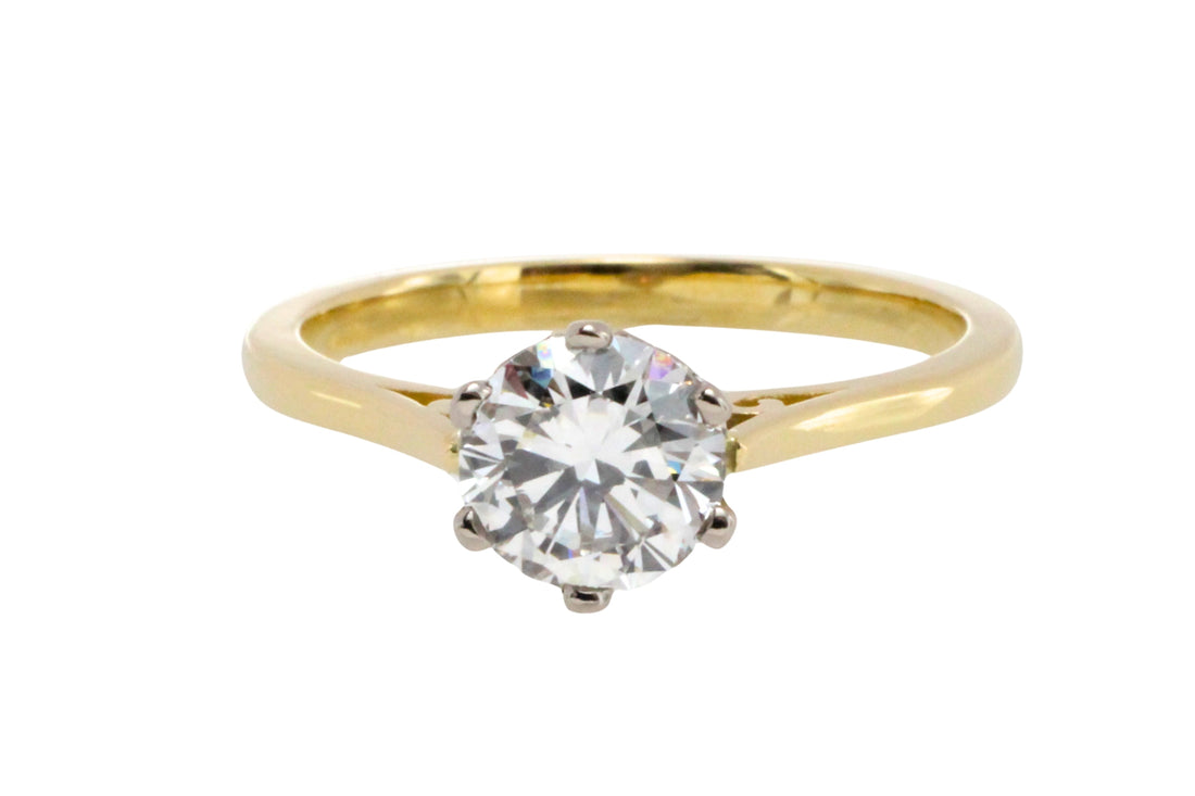 One carat diamond solitaire ring in 18 carat gold-engagement rings-The Antique Ring Shop