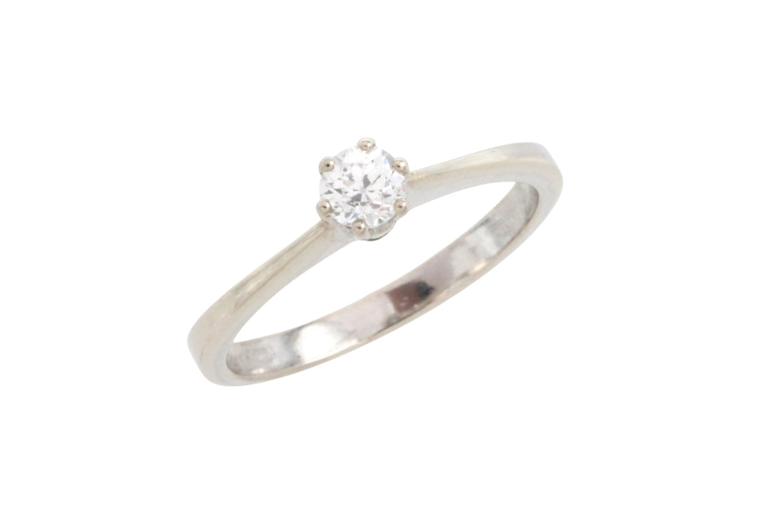 White gold solitaire ring with diamond-engagement rings-The Antique Ring Shop