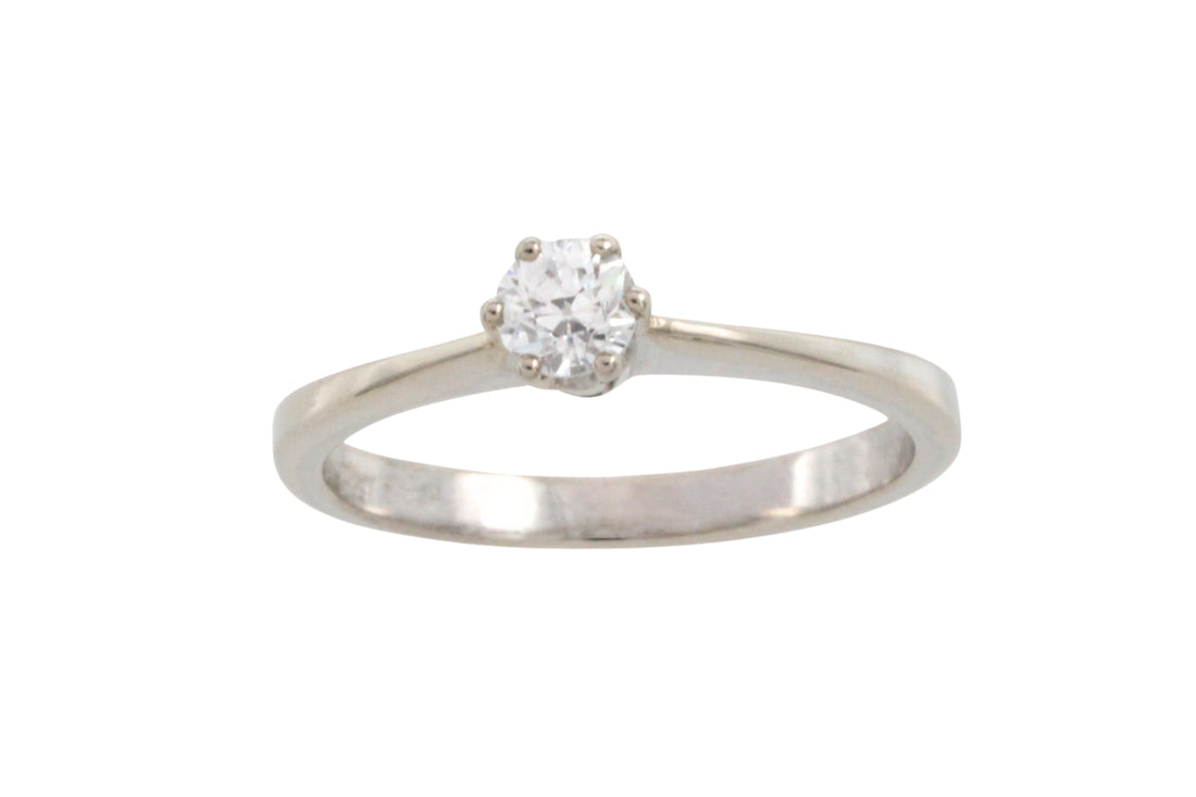 White gold solitaire ring with diamond-engagement rings-The Antique Ring Shop