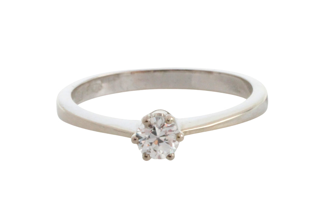 White gold solitaire ring with diamond-engagement rings-The Antique Ring Shop
