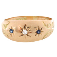 Sapphire and diamond gypsy ring from 1911-Antique rings-The Antique Ring Shop