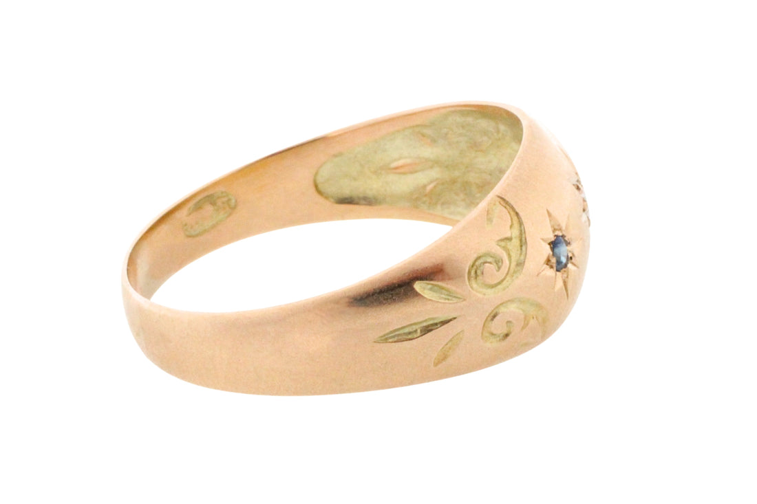 Sapphire and diamond gypsy ring from 1911-Antique rings-The Antique Ring Shop