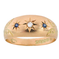 Sapphire and diamond gypsy ring from 1911-Antique rings-The Antique Ring Shop