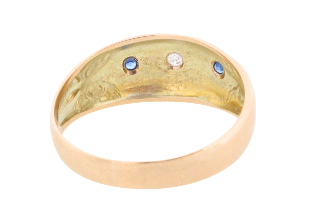 Sapphire and diamond gypsy ring from 1911-Antique rings-The Antique Ring Shop