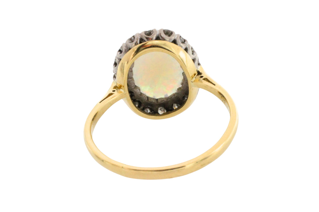 Vintage opal and diamond cluster ring-Vintage Rings-The Antique Ring Shop