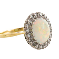 Vintage opal and diamond cluster ring-Vintage Rings-The Antique Ring Shop