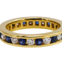 Sapphire and diamond eternity band in 18 carat gold