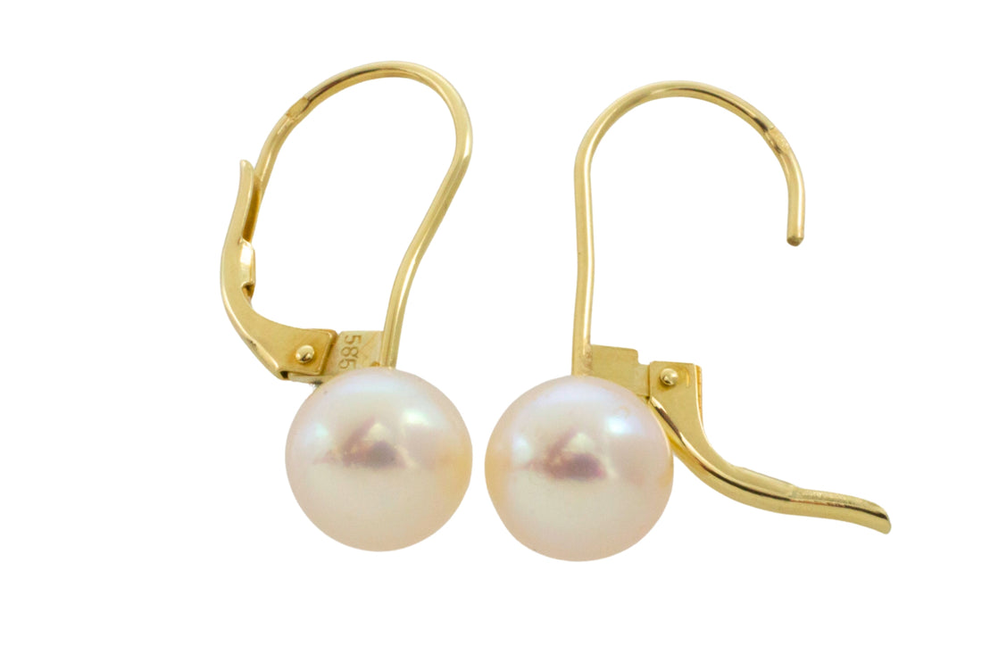 Pear pendant earrings in 14 carat gold-Earrings-The Antique Ring Shop