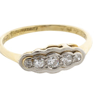 Five stone diamond ring in 18 carat gold and platinum-engagement rings-The Antique Ring Shop