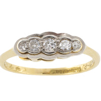 Five stone diamond ring in 18 carat gold and platinum-engagement rings-The Antique Ring Shop