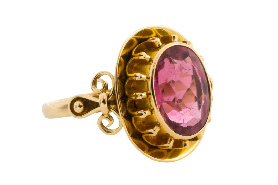 Vintage pink tourmaline ring in 14 carat gold-Vintage Rings-The Antique Ring Shop