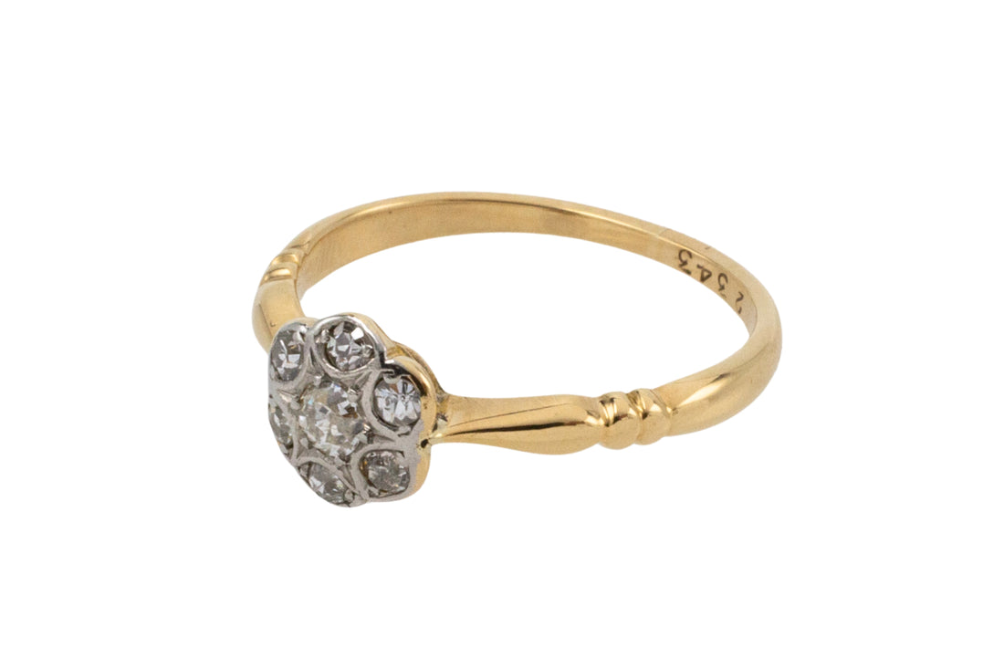 Edwardian 18 carat gold diamond flower cluster ring-Antique rings-The Antique Ring Shop