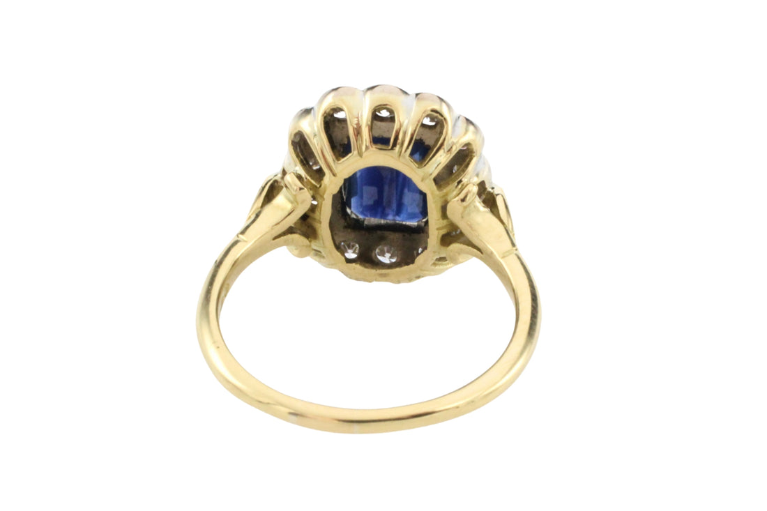 Vintage sapphire and diamond ring in 18 carat gold-Rings-The Antique Ring Shop