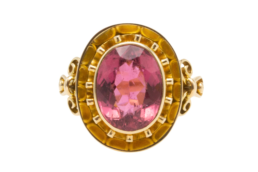 Vintage pink tourmaline ring in 14 carat gold-Vintage Rings-The Antique Ring Shop