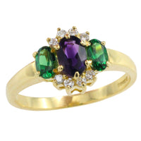 Tsavorite garnet, amethyst and diamond ring-Vintage Rings-The Antique Ring Shop
