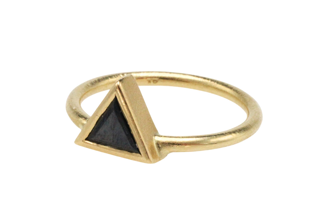 Black diamond ring in 18 carat gold-Vintage Rings-The Antique Ring Shop