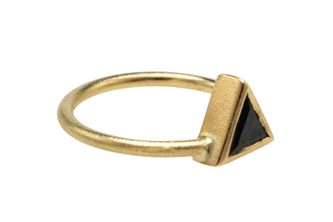 Black diamond ring in 18 carat gold-Vintage Rings-The Antique Ring Shop