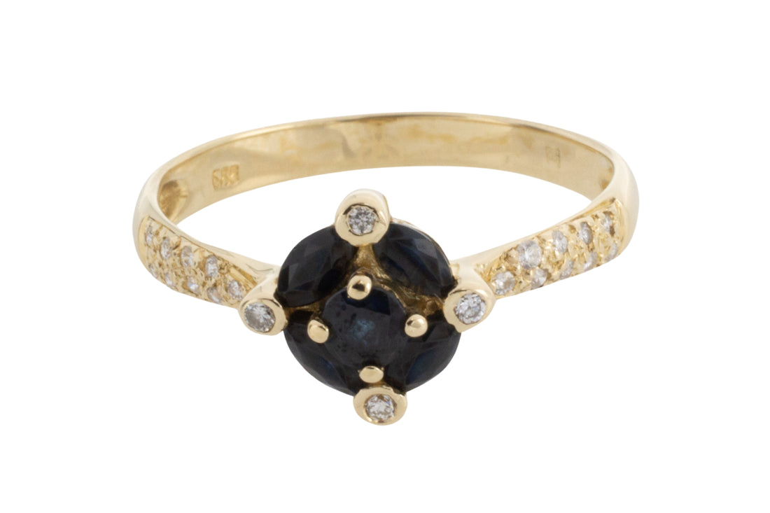 Vintage 14 carat gold sapphire and diamond ring-Vintage Rings-The Antique Ring Shop