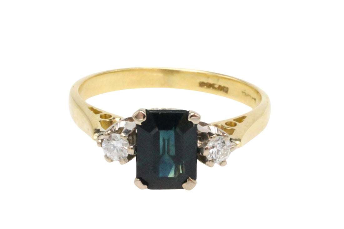 Vintage sapphire and diamond ring-Vintage Rings-The Antique Ring Shop