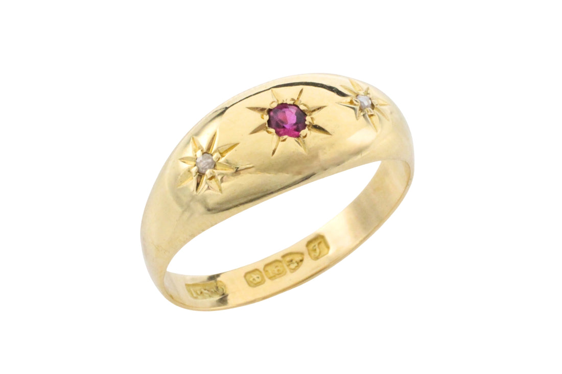 Ruby and diamond gypsy ring from 1919-Antique rings-The Antique Ring Shop