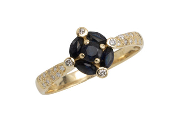 Vintage 14 carat gold sapphire and diamond ring-Vintage Rings-The Antique Ring Shop