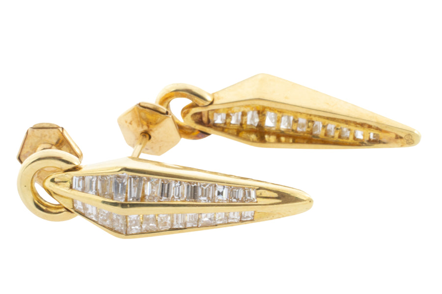 Baguette diamond earrings-Earrings-The Antique Ring Shop