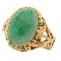 Cabochon jade ring in 14 carat gold-Vintage Rings-The Antique Ring Shop