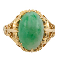 Cabochon jade ring in 14 carat gold-Vintage Rings-The Antique Ring Shop