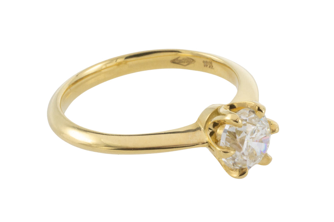 One carat diamond solitaire in 18 carat gold-engagement rings-The Antique Ring Shop
