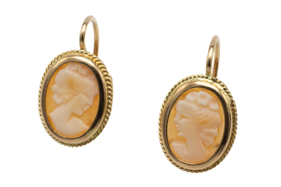 Cameo earrings in 18 carat gold-Earrings-The Antique Ring Shop