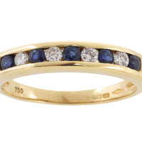 Sapphire and diamond band in 18 carat gold-Vintage Rings-The Antique Ring Shop