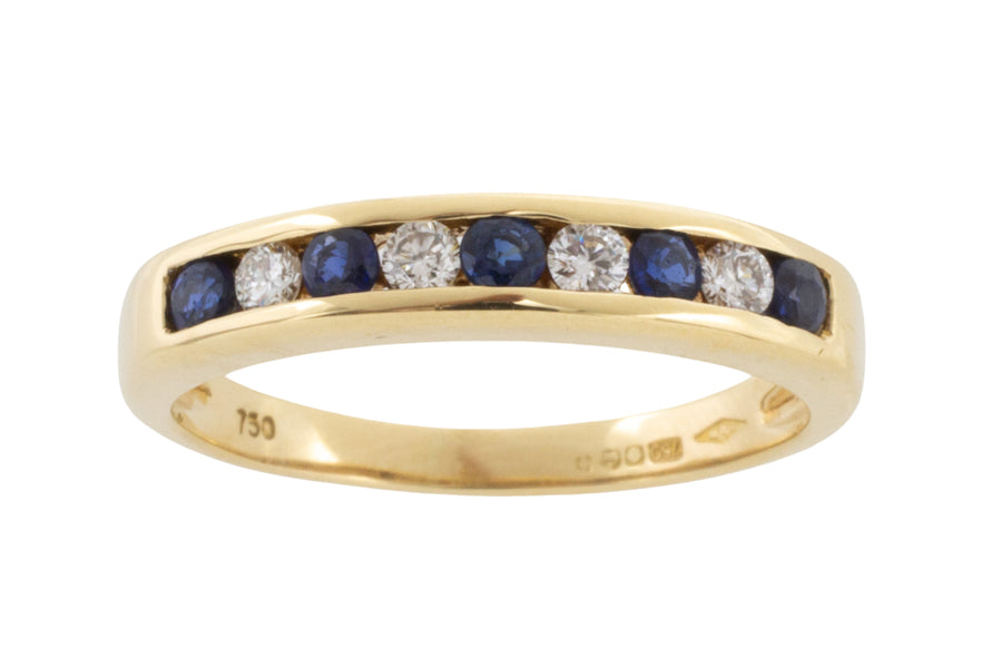 Sapphire and diamond band in 18 carat gold-Vintage Rings-The Antique Ring Shop