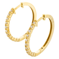 18 carat gold hoop earrings with diamonds-Earrings-The Antique Ring Shop