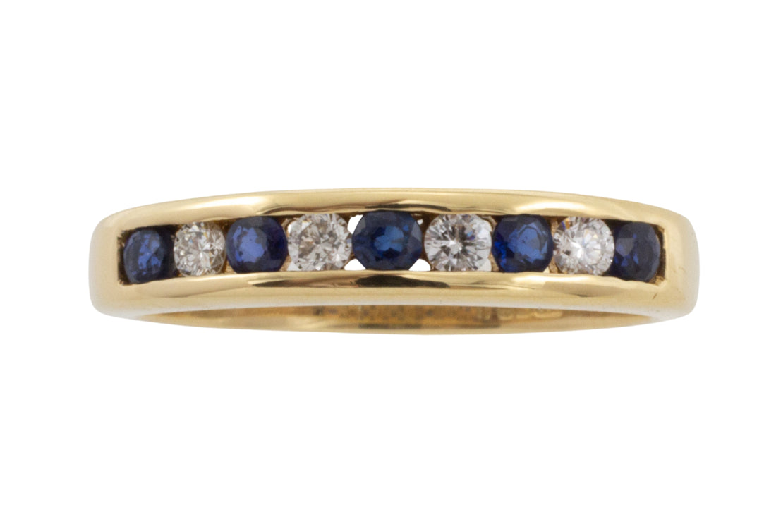 Sapphire and diamond band in 18 carat gold-Vintage Rings-The Antique Ring Shop