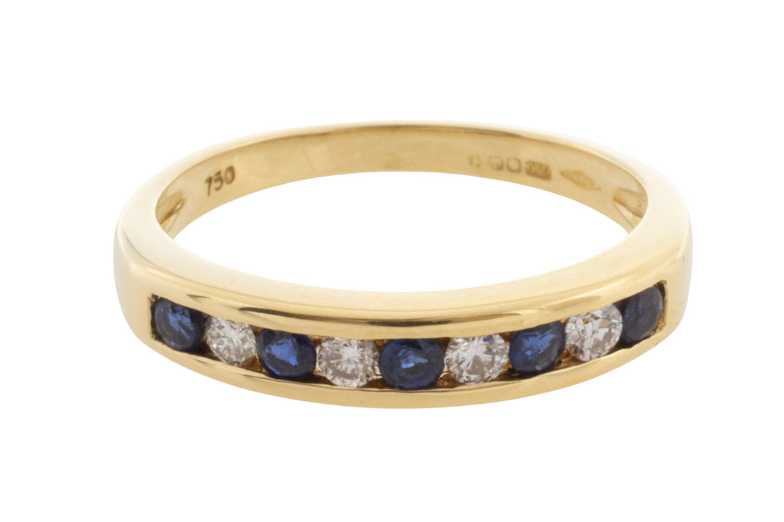 Sapphire and diamond band in 18 carat gold-Vintage Rings-The Antique Ring Shop